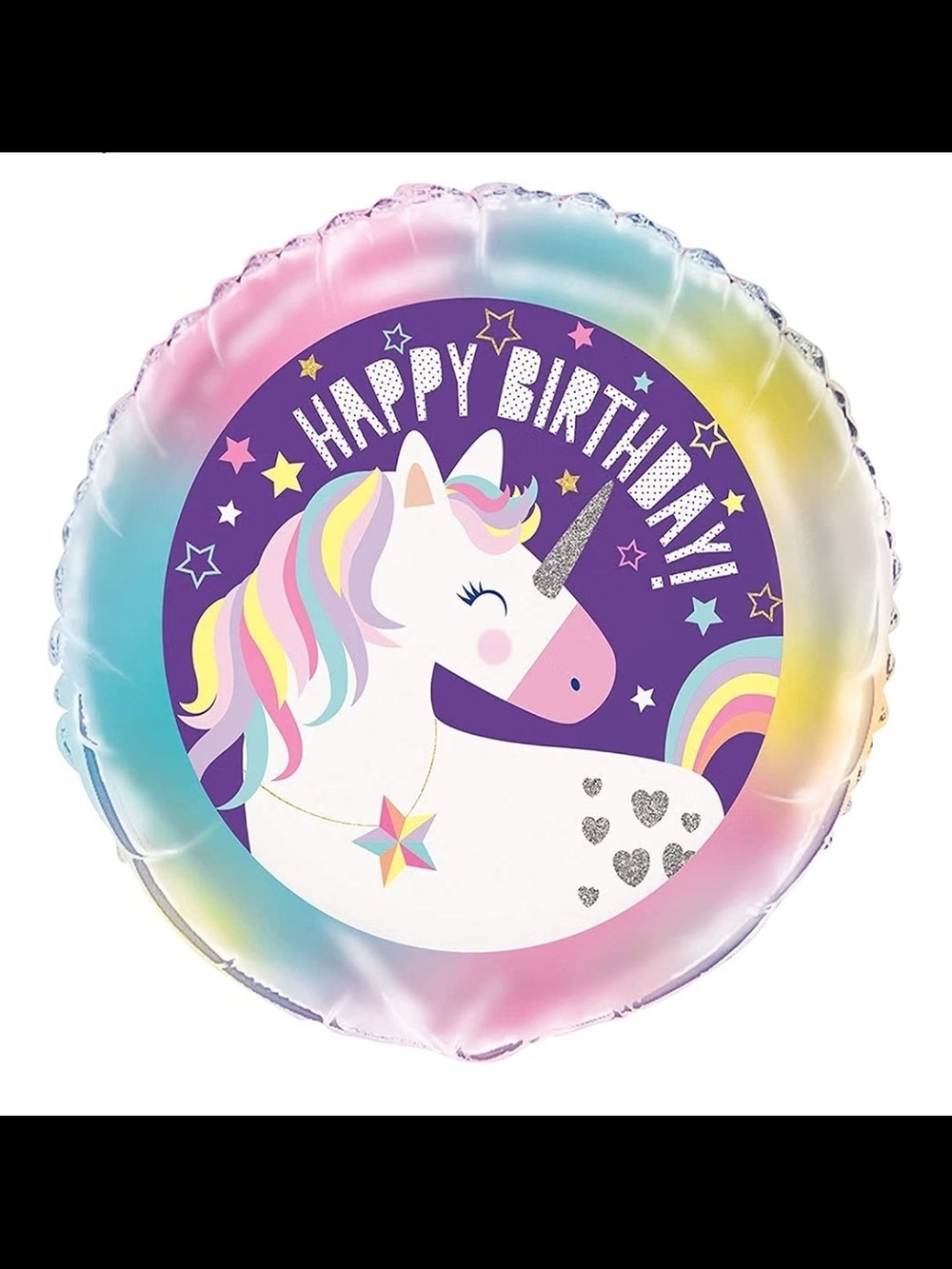 Nique Pastel Rainbow Unicorn Happy Birthday Balloon 18 Inch